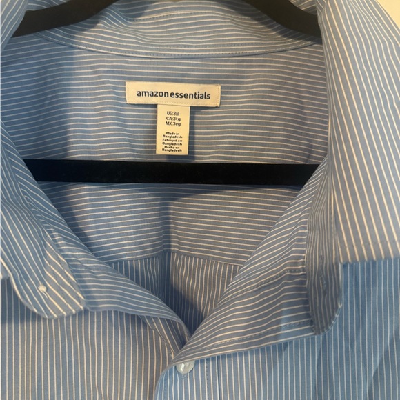 Amazon Essentials Men's Light Blue Striped Button Down Shirt - Picture 4 of 5